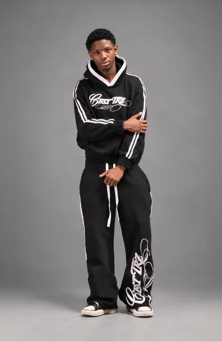 TRZ TRACKSUIT-SET Black „no more space for words“